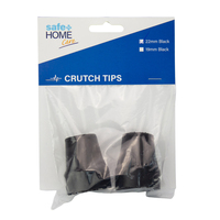 Safe Home Care Crutch Tips Rubber Non-Slip End Bottom Black 22mm Pack x 2