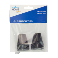Safe Home Care Crutch Tips Rubber Non-Slip End Bottom Black 19mm Pack x 2