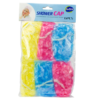 Safe Home Care 6pc Shower Cap Polyester Reusable Washable Assorted Colours
