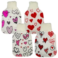 Health & Beauty Knitted Hot Water Bottle Cover Heart Prints - Random Design Supplied