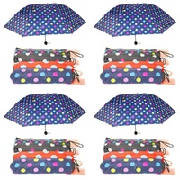 Compact Folding Umbrella Spots Print Assorted Designs - Random Design Supplied Pack of 4