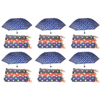 Compact Folding Umbrella Spots Print Assorted Designs - Random Design Supplied Pack of 6