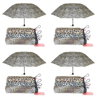 Compact Folding Umbrella Animal Print Assorted Designs - Random Design Supplied Pack of 4
