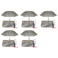 Compact Folding Umbrella Animal Print Assorted Designs - Random Design Supplied Pack of 5
