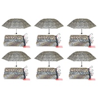 Compact Folding Umbrella Animal Print Assorted Designs - Random Design Supplied Pack of 6