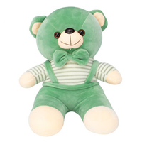 Soft Stuffed Toy Animal Plush Huggable Play Bear 40 Cm With Bow Tie Green