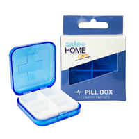 Safe Home Care Pill Box 4 Compartment 6.5 x 6.5 x 2.5cm