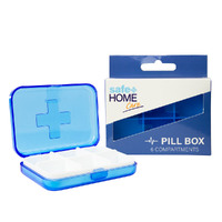 Safe Home Care Pill Box 6 Compartment 9 x 6.5 x 2cm