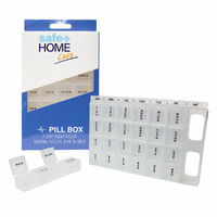 Safe Home Care 7 x Daily Pill Boxes in Tray Morn, Noon, Eve, Bed 17 x 10 x 2cm With Braille