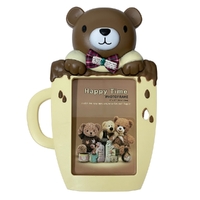 Kids Teddy Bear Cup Shaped Photo Frame Beige-Brown 16.1 x 11.2cm