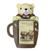 Kids Teddy Bear Cup Shaped Photo Frame Brown-Beige 16.1 x 11.2cm