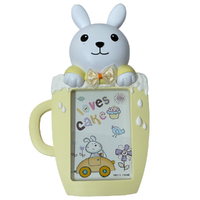 Kids Bunny Cup Shaped Photo Frame Yellow-White 16.1 x 11.2cm