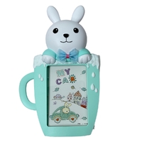 Kids Bunny Cup Shaped Photo Frame Green-White 16.1 x 11.2cm