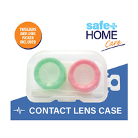 Safe Home Care Contact Lens Case with Tweezers and Lens Picker