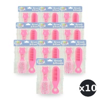 Baby & Me Brush and Comb Set Pink Soft Bristle Grooming for Babies Pack of 10