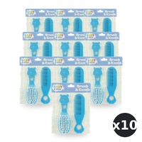 Baby & Me Brush and Comb Set Blue Soft Bristle Hair Grooming for Babies Pack of 10
