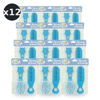Baby & Me Brush and Comb Set Blue Soft Bristle Hair Grooming for Babies Pack of 12