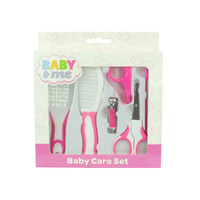 Baby & Me 6 Piece Set Brush Comb Nail Clipper & Holder Scissors Emery Board - Pink