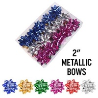 Lenan Metallic Gift Bows 2 Inch 100 Pack Assorted Colours