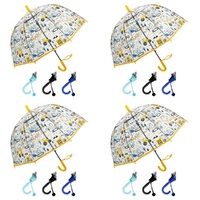 Kids Clear Dome Umbrella Construction Vehicles Print - Random Colour Supplied Pack of 4