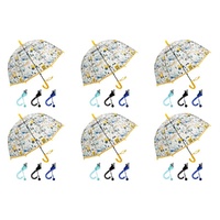 Kids Clear Dome Umbrella Construction Vehicles Print - Random Colour Supplied Pack of 6