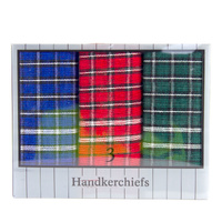 Mens Cotton Handkerchiefs Assorted Check Print 3 Pack