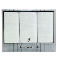 Mens White Handkerchiefs 3 Pack Classic Soft Reusable & Gift Ready