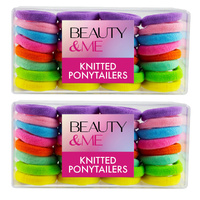 Beauty & Me 32 Pack Knitted Ponytailers Rainbow Colours Snag Free Hair Ties x 2