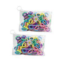 Elastic Hair Bands 100 Pack Light Pastel Colours in Daisy Travel Pouch x 2