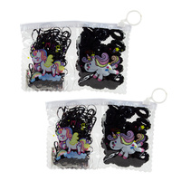 Elastic Hair Bands 140 Pack  Black Styles in Unicorn Zip Travel Pouch x 2