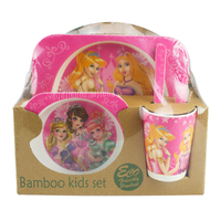 Baby & Me Bamboo Princess Pink Feed Set Eco Friendly Baby Kids Dinnerware
