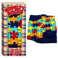 Unisex Jigsaw Puzzle Crew Socks Colourful Gift Boxed One Size Fits Most