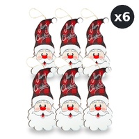 Christmas Decor Hanging Plaque Merry Christmas Santa Head Design Pack of 6