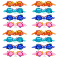 Kids Swimming Goggles Fish Design with Ear Plugs Assorted Colours - Random Colour Supplied Pack of 4