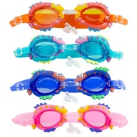 Kids Swimming Goggles Fish Design with Ear Plugs Assorted Colours - Random Colour Supplied