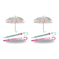 Kids Clear Dome Umbrella Fox Print - Random Colour Supplied Pack of 2