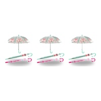 Kids Clear Dome Umbrella Fox Print - Random Colour Supplied Pack of 3