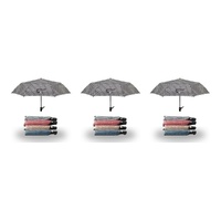 Compact Folding Umbrella Houndstooth Print Push Button Assorted Colours - Random Colour Supplied Pack of 3