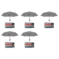 Compact Folding Umbrella Houndstooth Print Push Button Assorted Colours - Random Colour Supplied Pack of 5