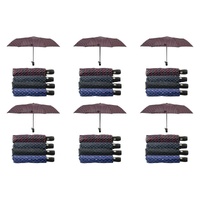 Compact Folding Umbrella Geometric Prints Push Button Assorted - Random Design and Colour Supplied Pack of 6