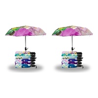 Compact Folding Umbrella Floral Prints Push Button Assorted Designs - Random Design Supplied Pack of 2