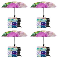 Compact Folding Umbrella Floral Prints Push Button Assorted Designs - Random Design Supplied Pack of 4