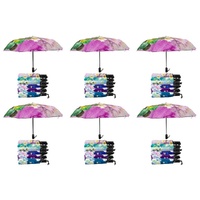 Compact Folding Umbrella Floral Prints Push Button Assorted Designs - Random Design Supplied Pack of 6