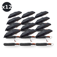 Black Travel Umbrella Auto Open & Close Straight Handle Wind Resistant Pack of 12