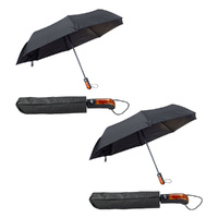 Black Travel Umbrella Auto Open Close Straight Handle Wind Resistant x2