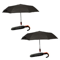 2 Pack Umbrella U Shaped Handle Black Windproof Automatic Open Close