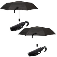Adjustable U Shaped Handle Black Umbrella 2 Pack Wind Resistant Compact Auto