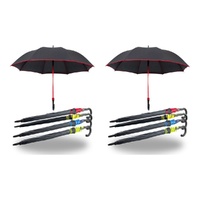 Long Black Umbrella U Shaped Handle Coloured Trim Assorted Colours - Random Colour Supplied Pack of 2