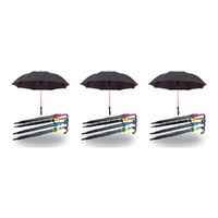 Long Black Umbrella U Shaped Handle Coloured Trim Assorted Colours - Random Colour Supplied Pack of 3