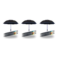 Long Black Umbrella Straight Handle Coloured Trim Assorted Colours - Random Colour Supplied Pack of 3